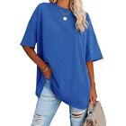 Half Sleeve Drop Shoulder Oversize Loose Solid Color Top T-Shirt For Women
