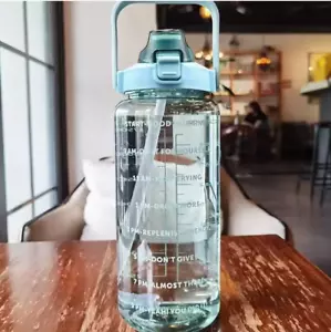 2L Portable Water Bottle | Large Capacity Plastic Drink Cup with Straw | - Picture 1 of 9