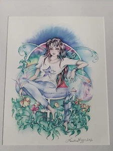Linda Biggs fairy art girl Signed Framed Print On Canvas 2002 nice!   - Picture 1 of 6