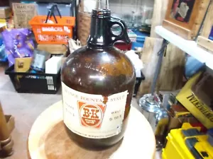 VINTAGE ADVERTISING B & K ROOT BEER ONE GALLON AMBER BROWN GLASS JUG - Picture 1 of 5