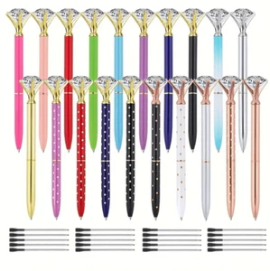 20 Piece Rhinestone Pens Cute Ballpoint Retractable Crystal Writing Pen New - Picture 1 of 8