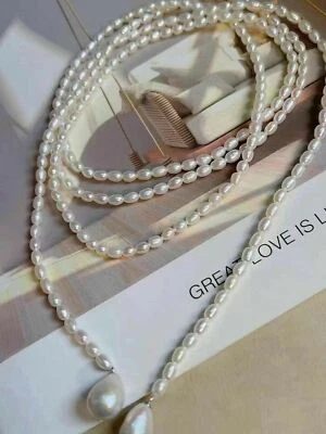 49" Precioso Lindo Collar de Perlas Blancas Mar del Sur 5-6mm/10x12mm Foto 1 de 4