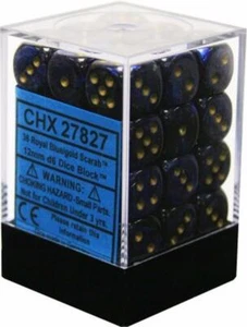 Chessex Würfel (36) Block Sets 12mm D6 Skarabäus royalblau/gold 36 Würfel CHX 27827 - Bild 1 von 1