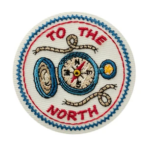 Iron-on patch maritime compass coat of arms round patch NEW - Picture 1 of 2