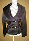 Black satin custom made double breast shawl collar pad shoulder lined formal top