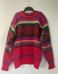 Chaps Ralph Lauren Vintage Strick Wolle rot grün blau grau beige Pullover Large - Bild 1 von 3