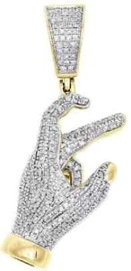 3Ct Round Lab Created Diamond Men's Custom Pendant 14k Yellow Gold Plated - Picture 1 of 3