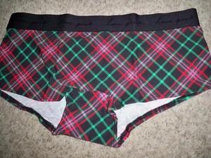 VICTORIAS SECRET BOYSHORT HOLIDAY PLAID RED GREEN BLACK LARGE  NEW - Picture 1 of 3