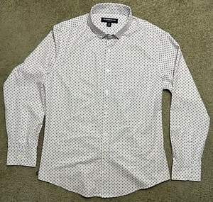 Mizzen + Main Leeward Shirt Pink Geometric Mens Medium Trim Long Sleeve Read - Picture 1 of 4
