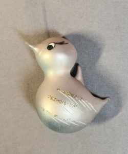 Vintage Mercury Glass Bird Christmas Ornament, Silver/Blue, Hand-painted, EUC - Picture 1 of 8