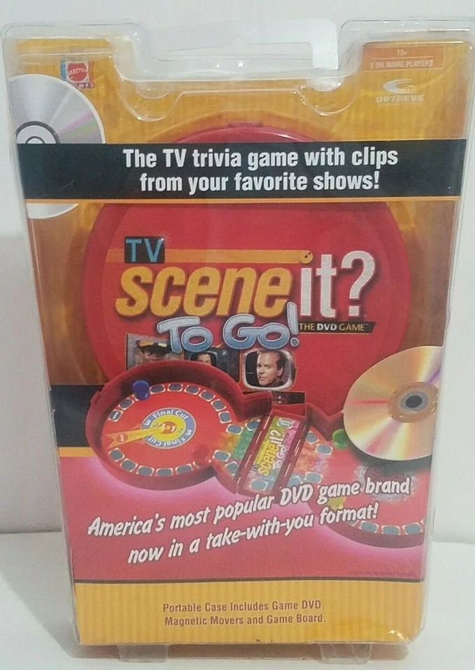 TV Scene It To Go DVD Trivia Game Travel Edition Mattel Red New - Image 1 of 4