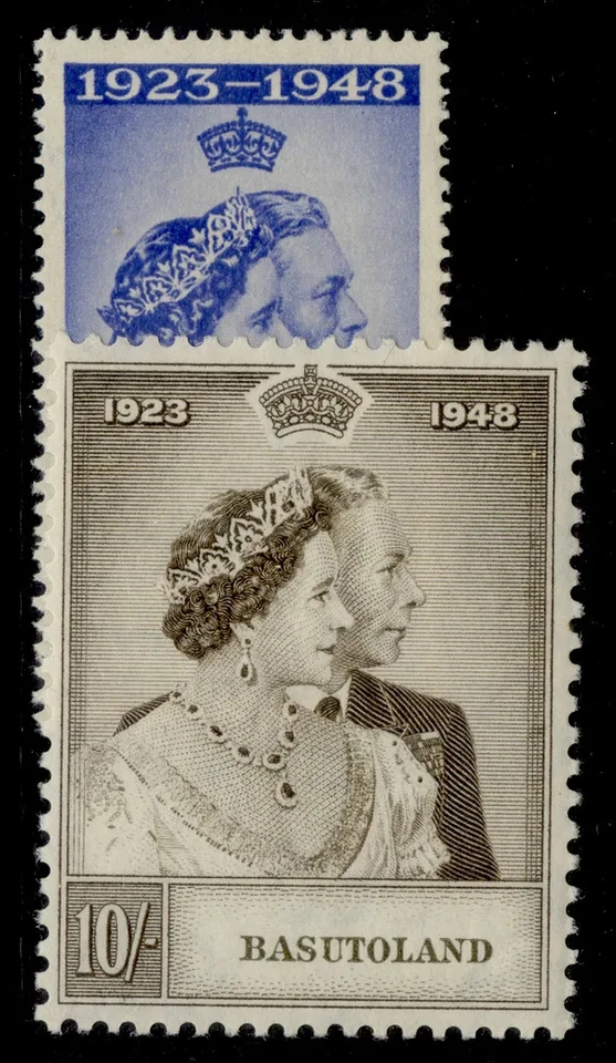BASUTOLAND GVI SG36-37, 1948 КОРОЛЕВСКИЙ СЕРЕБРЯНЫЙ СВАДЕБНЫЙ набор, NH КАК НОВЫЙ. Кошка £50. - Изображение 1 из 1