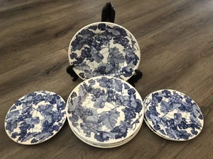 8 Vtg Quadrifoglio Ceramica La Primula Crate Barrel Dinner Salad Plates BLUE - Picture 1 of 20