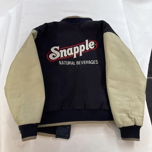 Snapple Vintage Letterman Jacket RC Cola Black Mens L Leather Wool - Picture 1 of 9