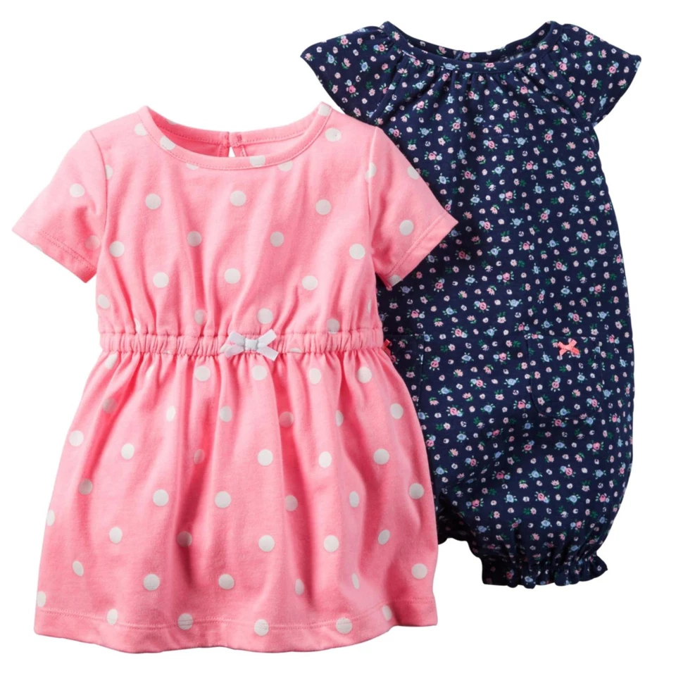 Carters Infantil Niñas Bebé Conjunto Floral Body y Vestido Rosa Lunares 3m Foto 1 de 1