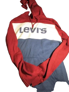 Vintage Levi’s Strauss Red White & Blue Hoodie Sweatshirt Men’s Size Medium- - Picture 1 of 5