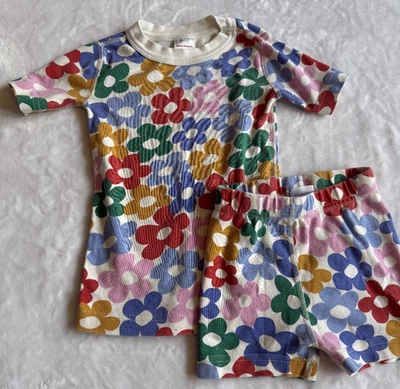Girls Hanna Andersson Organic Cotton Big Flower Short Pajama Set 100 4 4T - Image 1 of 3