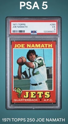 1971 Topps Joe Namath #250 PSA 5 EX - Image 1 of 3