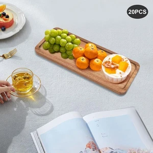 20 Stück Multifunktionstabletts mit gerillten Griffen Holz Obstschalen Servierplatte - Bild 1 von 8