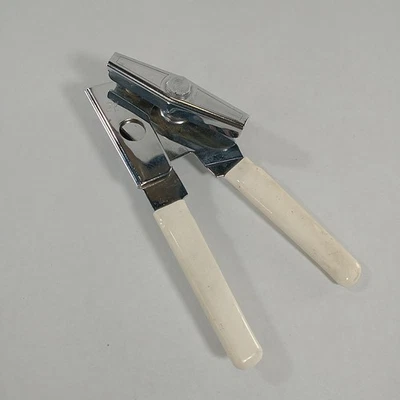 Vintage Swing Away Can Opener Ivory Rubber Grips Made In USA Stainless Steel - Image 1 of 4