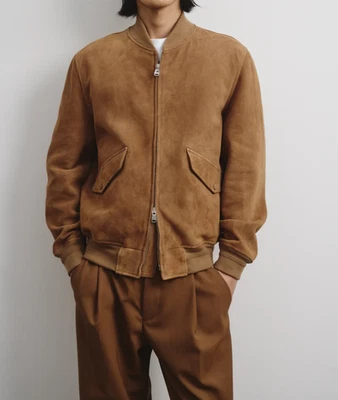 Brown Suede Leather Jacket Men Bomber/Flight Size XS S M L XL XXL Custom Made - Image 1 of 4