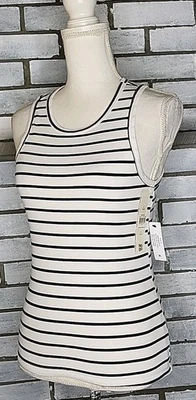 NWT No Boundaries Women's Sleeveless Striped Tank Top Size Medium Black & White - Image 1 of 4