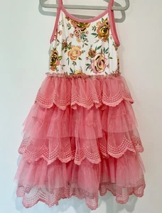 MATILDA JANE Dress Sweet Floral TuTu Ruffle Tulle Sundress Girls 8 - Picture 1 of 4