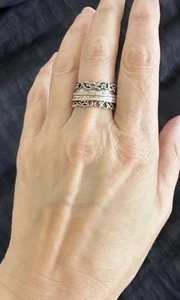 Size 9.25 Israel two tone PZ sterling silver handmade band 925 spinner ring - Picture 1 of 12