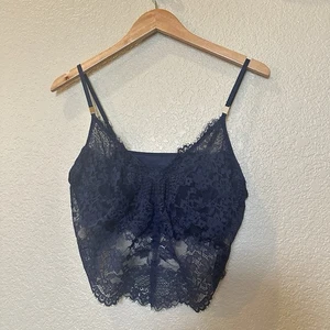 Aerie Bralette BH Crop Top Blau Spitze Gr. Large Verstellbare Träger Bra Top - Bild 1 von 5