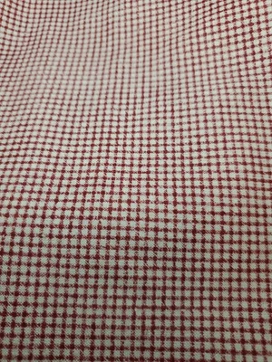 Vintage Sewing Fabric Brick Red & Tan Gingham Micro Check 1ydx45" Cotton - Image 1 of 4
