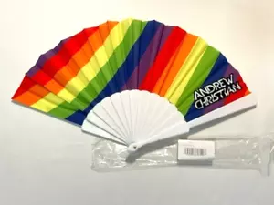 Andrew Christian - PRIDE Small Striped Hand Held Folding Fan, PRIDE Colors - Picture 1 of 4