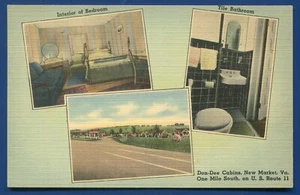 Don Dee Cabins New Market Virginia va old linen postcard #2 - Picture 1 of 2