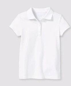 Girls' Short Sleeve Pique Uniform Polo Shirt - Cat & Jack White S(6/6X) - Picture 1 of 7
