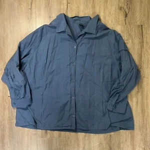 Junonia Women's Shirt Button Up Blue Navy Plus Size 4x Relaxed Cotton Nylon - Picture 1 of 7