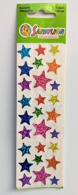 Pegatinas vintage de estrellas coloridas prismáticas SandyLion selladas Foto 1 de 2