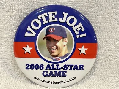 SWEET Joe Mauer,  VOTE JOE 2006 All-Star Game Pinback, Minnesota Twins, NICE!! - Image 1 of 2
