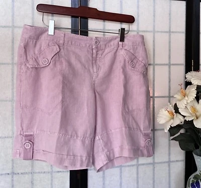 London Jean-Victoria’s Secret VTG 90s/Y2K Wom 10 Pigment Dyed Linen Chino Shorts - Image 1 of 4