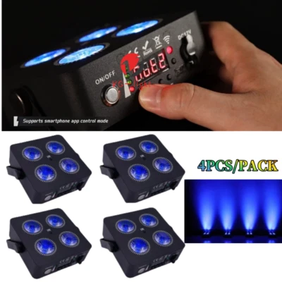 4PCS Battery Par Light Wedding Wireless Uplights 4x18w RGBWAUV 6in1 Dj Par Light - Image 1 of 4
