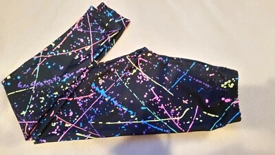 Leggings femininas AMERICAN APPAREL tamanho 8 preta/multicolorida muito BRILHANTE NOVA SEM ETIQUETAS!  - Imagem 1 de 3