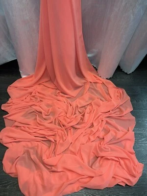 1M new Coral Peach georgette DRESS CHIFFON FABRIC 58WIDE