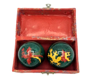Chinesische Boading Glockenspiel Kugeln Meditation Therapie Stressabbau Drache Vintage GUC - Bild 1 von 9