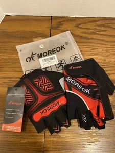 Guantes de ciclismo acolchados en gel MOREOK a prueba de golpes, antideslizantes para bicicleta de carretera y montaña rojos - Imagen 1 de 3