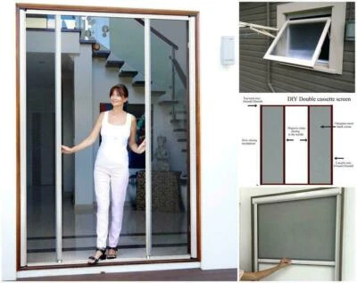 DIY Retractable Magnetic Fly screens Mosquito Net Door Windows Mesh Flyscreen - image 1 of 3