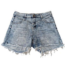 Fashion Nova 80er Stil Stein gewaschen Distressed Seitenschlitz Jeans Shorts Gr.14 - Bild 1 von 19