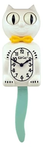 Limited Edition White Kit-Cat Klock Gold Bow Tie and Ocean Wave Tail Clock - Picture 1 of 1