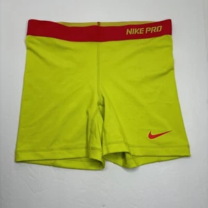 Nike Pro Women’s Sz M Dri-Fit Fitted Spandex /Compression Shorts Yellow Pink - Picture 1 of 5
