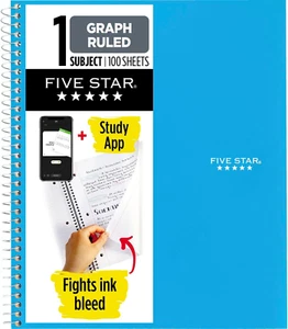 Spiral Notebook + Study App, 1 Subject, Graph Ruled Paper, Fights Ink Bleed, Wat - Picture 1 of 12