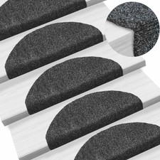 vidaXL 15x Self-adhesive Stair Mats Needle Punch 65x21x4cm Dark Grey Rugs