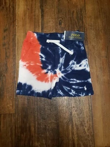 Polo Ralph Lauren Boys Red White Blue Tie Dye Pocketed French Terry Shorts - Picture 1 of 2