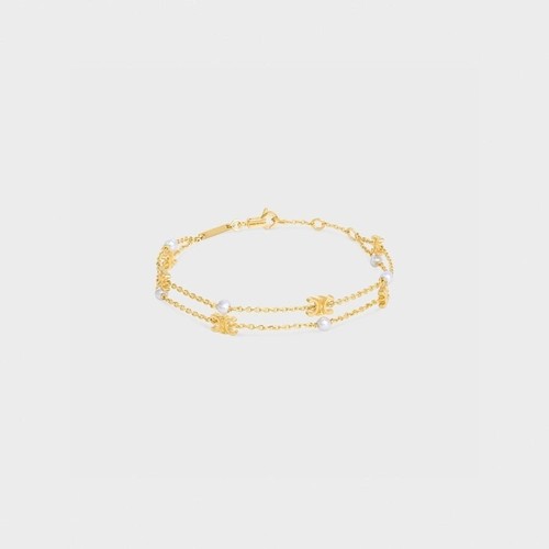 Bracciale Doppio Perle Celine Trionfo Finitura Oro Ottone e Resina Perla